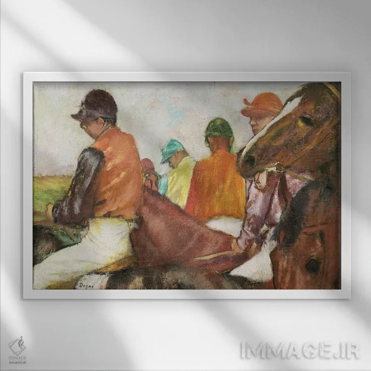 تابلو دگا: مسابقهها ۳ اثر ادگار دگا (نقاش و مجسمهساز فرانسوی) - نمای قابدار سفید