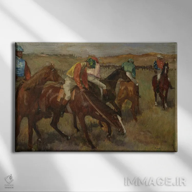 تابلو دگا: مسابقهها ۶ اثر ادگار دگا (نقاش و مجسمهساز فرانسوی) - نمای روبهرو روی دیوار