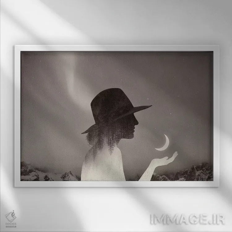 تابلو ماه من اثر انکل دیکا - نمای قابدار سفید