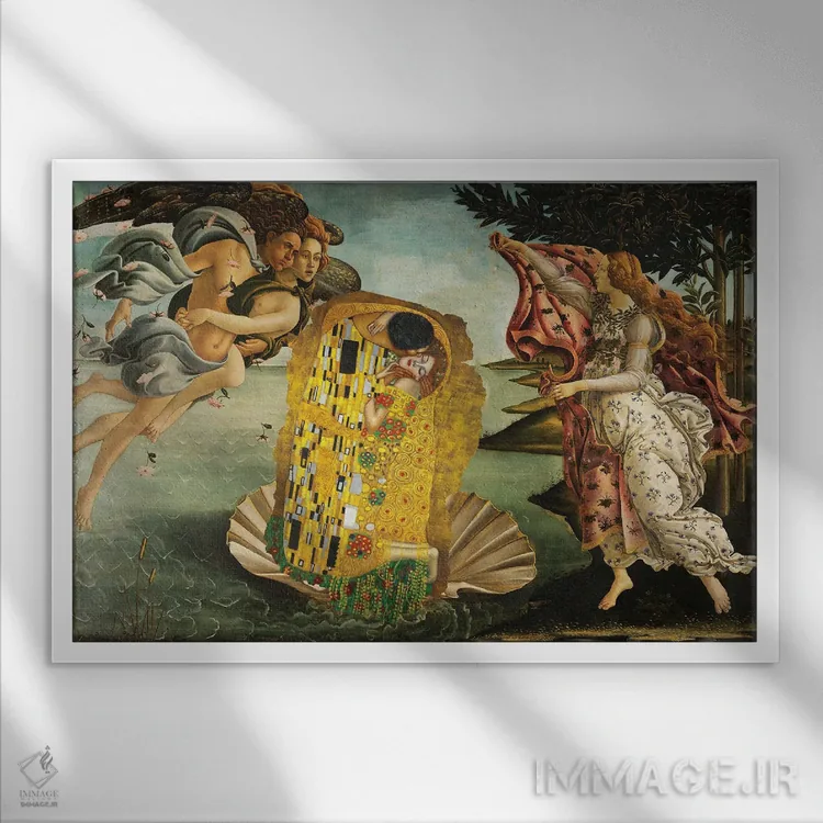 تابلو تولد یک بوسه اثر آرتاله - نمای قابدار سفید