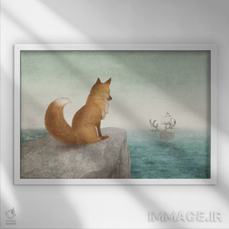 تابلو کشتی شاخدار اثر اریک فن - نمای قابدار سفید