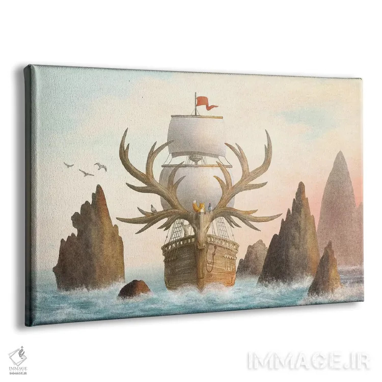 تابلو طرح جلد کشتی شاخدار اثر اریک فن - نمای پرسپکتیو محصول