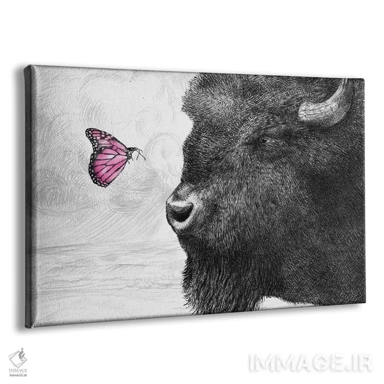 تابلو گاومیش و پروانه اثر اریک فن - نمای پرسپکتیو محصول