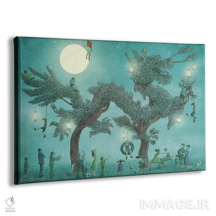تابلو درخت اژدها در شب اثر اریک فن - نمای پرسپکتیو محصول
