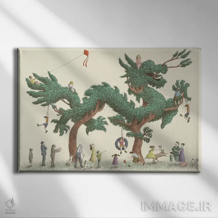 تابلو درخت اژدها (گونه گیاهی) اثر اریک فن - نمای روبهرو روی دیوار