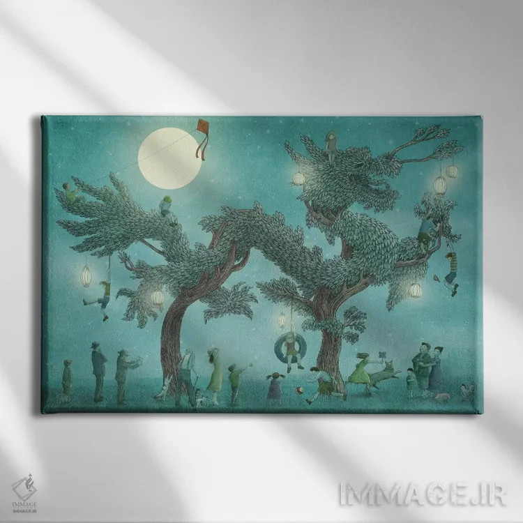 تابلو درخت اژدها در شب اثر اریک فن - نمای روبهرو روی دیوار