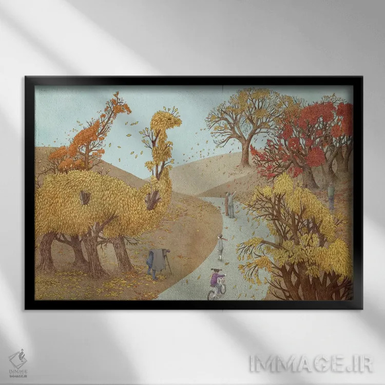 تابلو پارک پاییزی اثر اریک فن - نمای قابدار مشکی