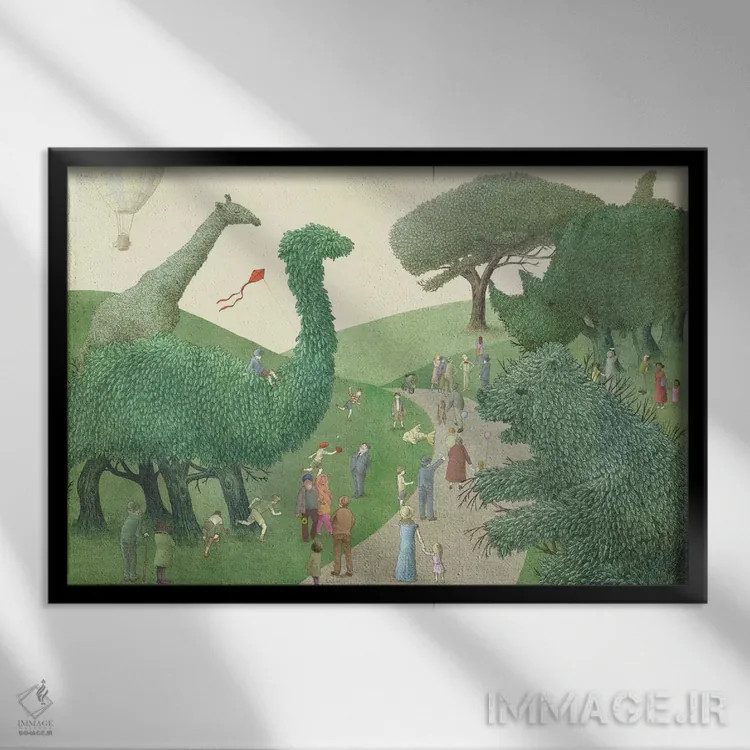 تابلو پارک تابستانی اثر اریک فن - نمای قابدار مشکی