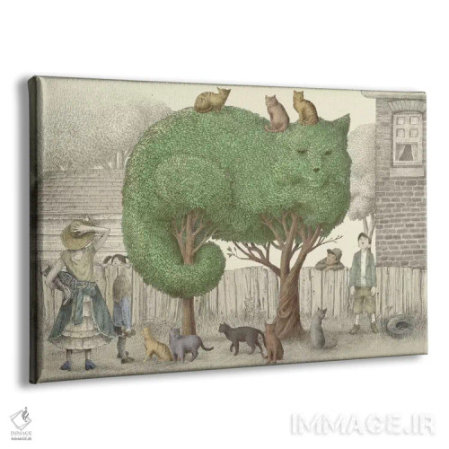 تابلو درخت گربهها اثر اریک فن - نمای پرسپکتیو محصول