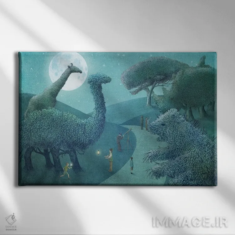 تابلو پارک تابستانی در شب اثر اریک فن - نمای روبهرو روی دیوار