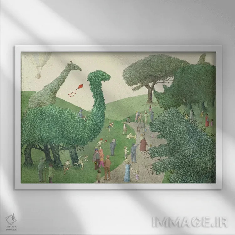 تابلو پارک تابستانی اثر اریک فن - نمای قابدار سفید