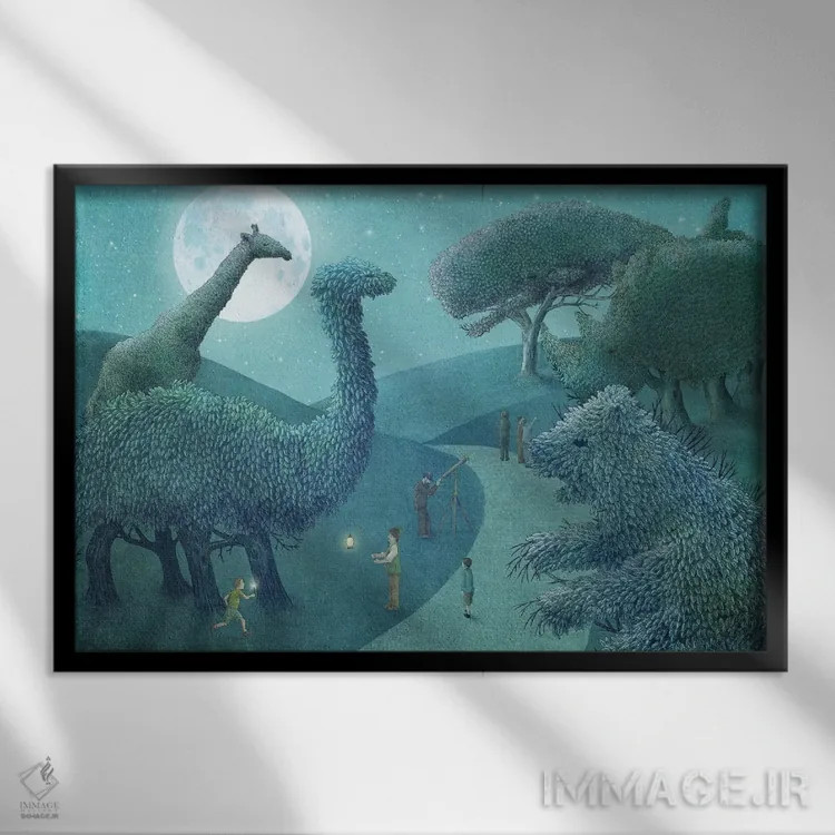 تابلو پارک تابستانی در شب اثر اریک فن - نمای قابدار مشکی