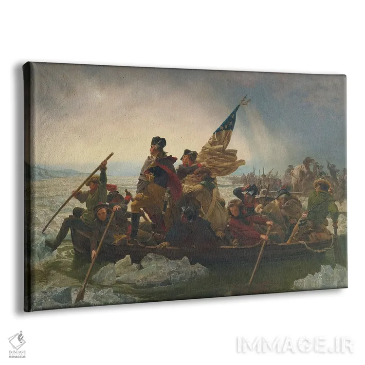 تابلو واشنگتن در حال عبور از رودخانه دلاور (۲۵ دسامبر ۱۷۷۶)؛ ۱۸۵۱ (نقاشی تاریخی) اثر امانوئل گوتلیب لوتزه (نقاش تاریخی آلمانی-آمریکایی) - نمای پرسپکتیو محصول