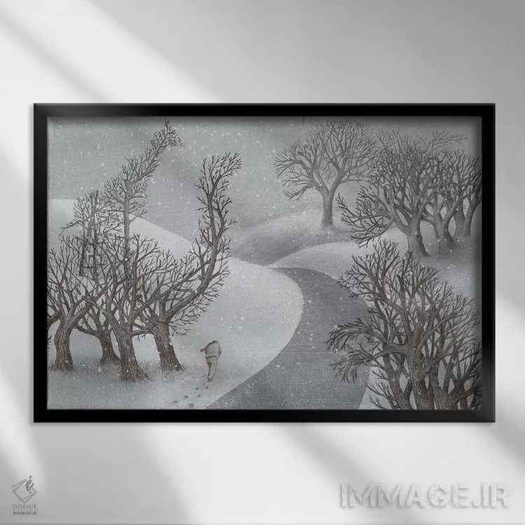 تابلو پارک زمستانی اثر اریک فن - نمای قابدار مشکی