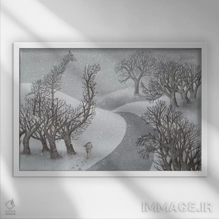 تابلو پارک زمستانی اثر اریک فن - نمای قابدار سفید