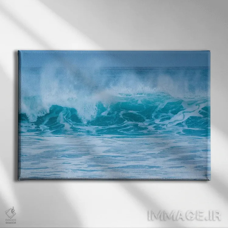 تابلو نروژ، جزایر لوفوتن، جزیره وستواگ، اونستاد. امواج در امتداد ساحل نزدیک به اونستاد اثر الن گاف - نمای روبهرو روی دیوار