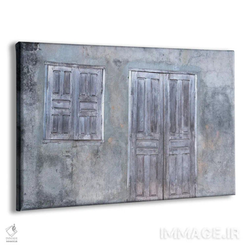 تابلو آفریقا، ماداگاسکار، فورت دوفین، بازار تولانارو. خانهای با درهای بسته که رنگهای ملایم چوب کهنه را نشان میدهد. اثر الن گاف - نمای پرسپکتیو محصول