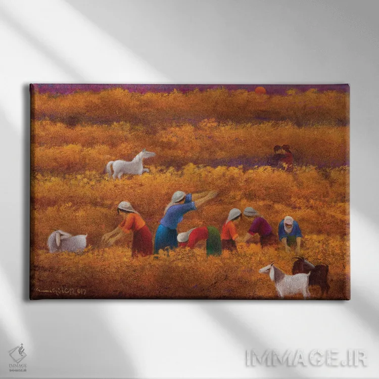 تابلو پاییز گرم و طاقتفرسا اثر امین گولر - نمای روبهرو روی دیوار