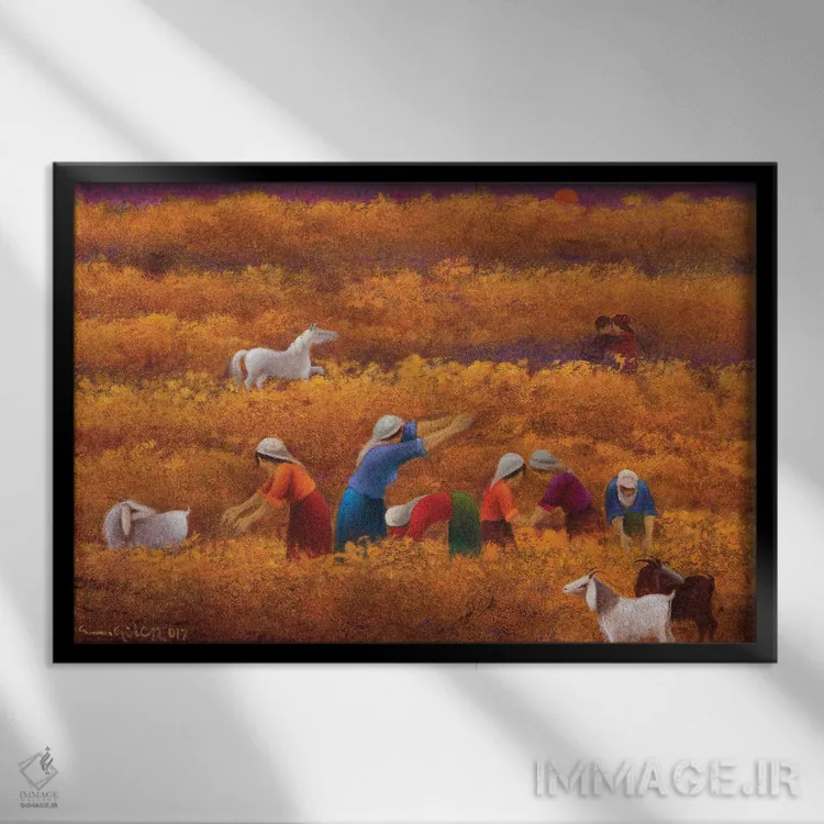 تابلو پاییز گرم و طاقتفرسا اثر امین گولر - نمای قابدار مشکی