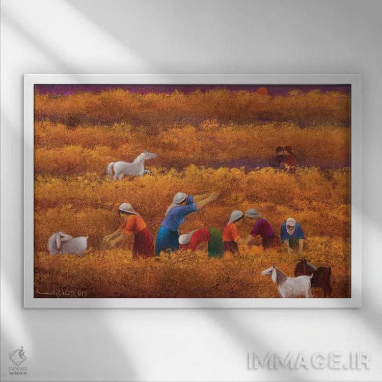 تابلو پاییز گرم و طاقتفرسا اثر امین گولر - نمای قابدار سفید
