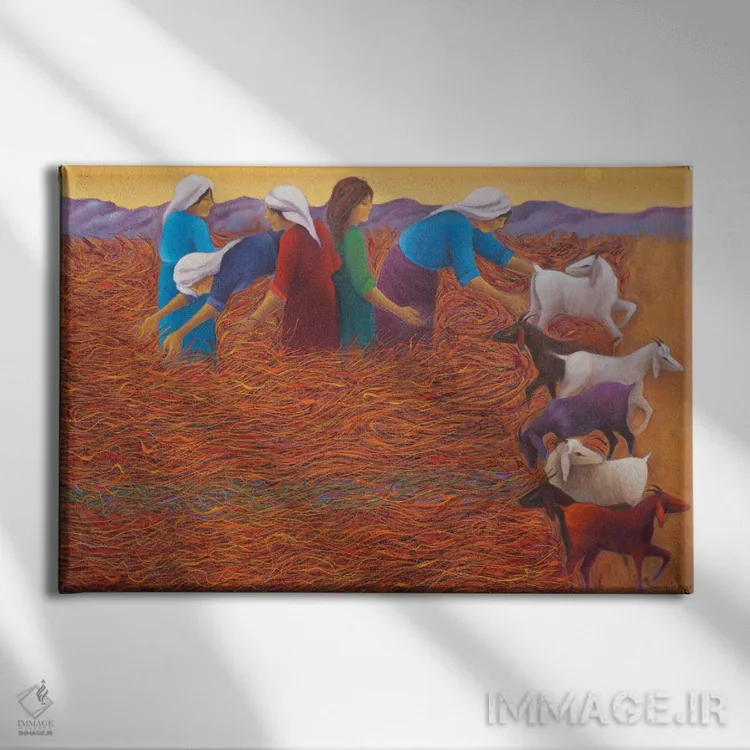 تابلو زمان در زمین کشاورزی اثر امین گولر - نمای روبهرو روی دیوار