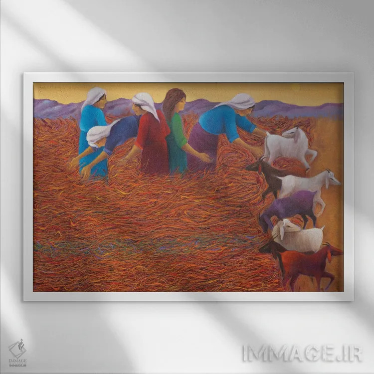 تابلو زمان در زمین کشاورزی اثر امین گولر - نمای قابدار سفید