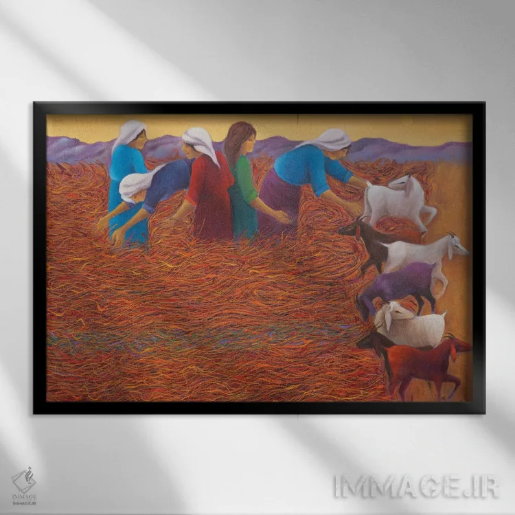 تابلو زمان در زمین کشاورزی اثر امین گولر - نمای قابدار مشکی