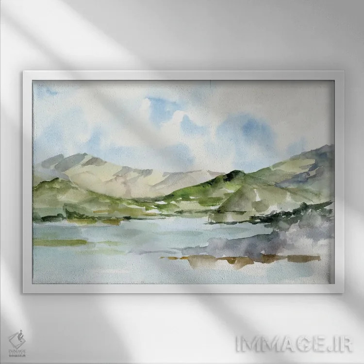 تابلو کوهستان آرام (قسمت اول) اثر اتان هارپر - نمای قابدار سفید