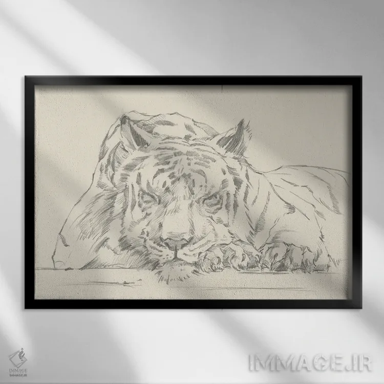 تابلو چرت گربه (قسمت دوم) اثر اتان هارپر - نمای قابدار مشکی