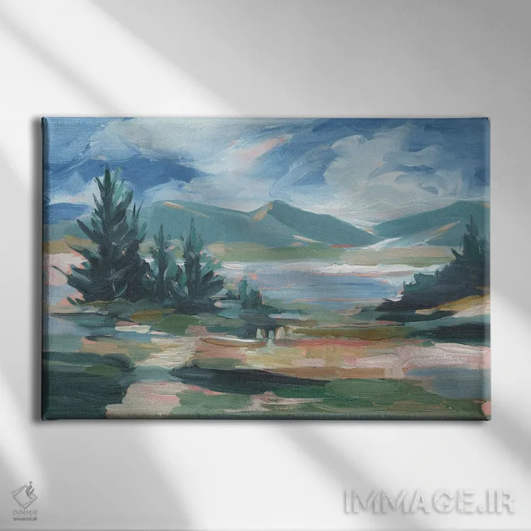 تابلو نمای دریاچه پاستلی (قسمت اول) اثر اتان هارپر - نمای روبهرو روی دیوار