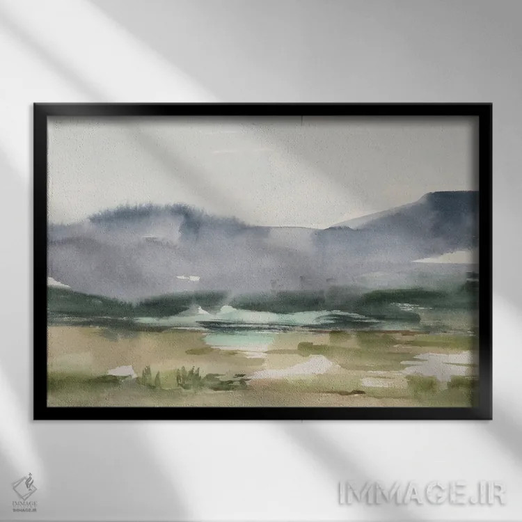 تابلو منظره دره با آبرنگ (قسمت اول) اثر اتان هارپر - نمای قابدار مشکی