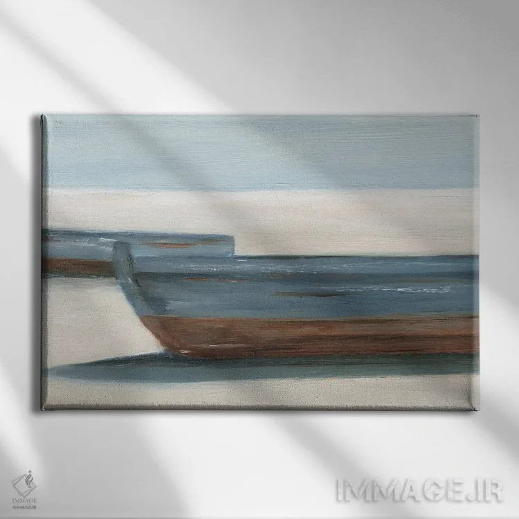 تابلو قایقهای آبی به گل نشسته (قسمت دوم) اثر اتان هارپر - نمای روبهرو روی دیوار