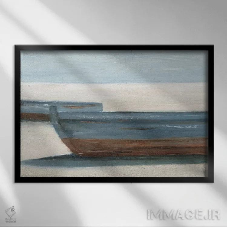 تابلو قایقهای آبی به گل نشسته (قسمت دوم) اثر اتان هارپر - نمای قابدار مشکی