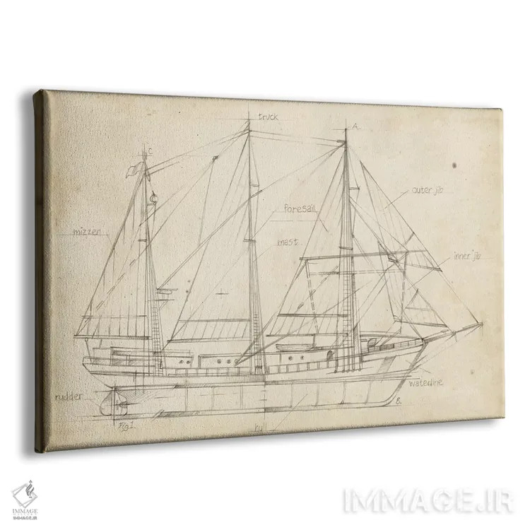 تابلو نقشه فنی قایق بادبانی (قسمت دوم) اثر اتان هارپر - نمای پرسپکتیو محصول