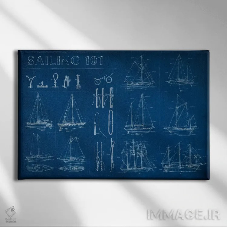 تابلو اینفوگرافیک دریانوردی اثر اتان هارپر - نمای روبهرو روی دیوار