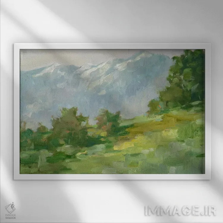 تابلو پسزمینه کوه (قسمت اول) اثر اتان هارپر - نمای قابدار سفید