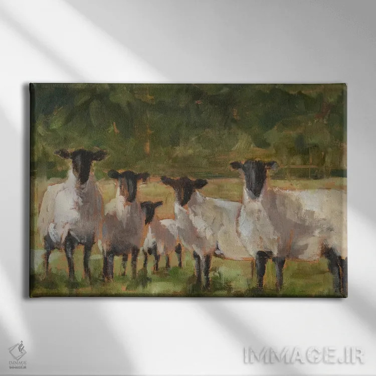 تابلو خانواده گوسفندان (قسمت دوم) اثر اتان هارپر - نمای روبهرو روی دیوار