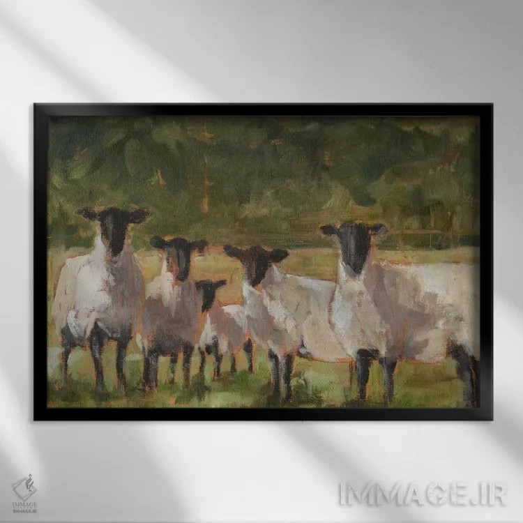 تابلو خانواده گوسفندان (قسمت دوم) اثر اتان هارپر - نمای قابدار مشکی