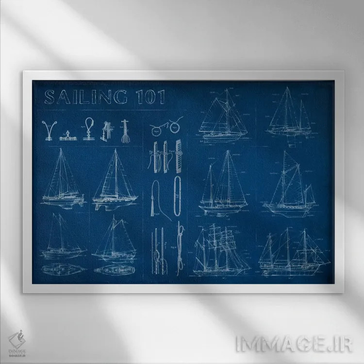 تابلو اینفوگرافیک دریانوردی اثر اتان هارپر - نمای قابدار سفید