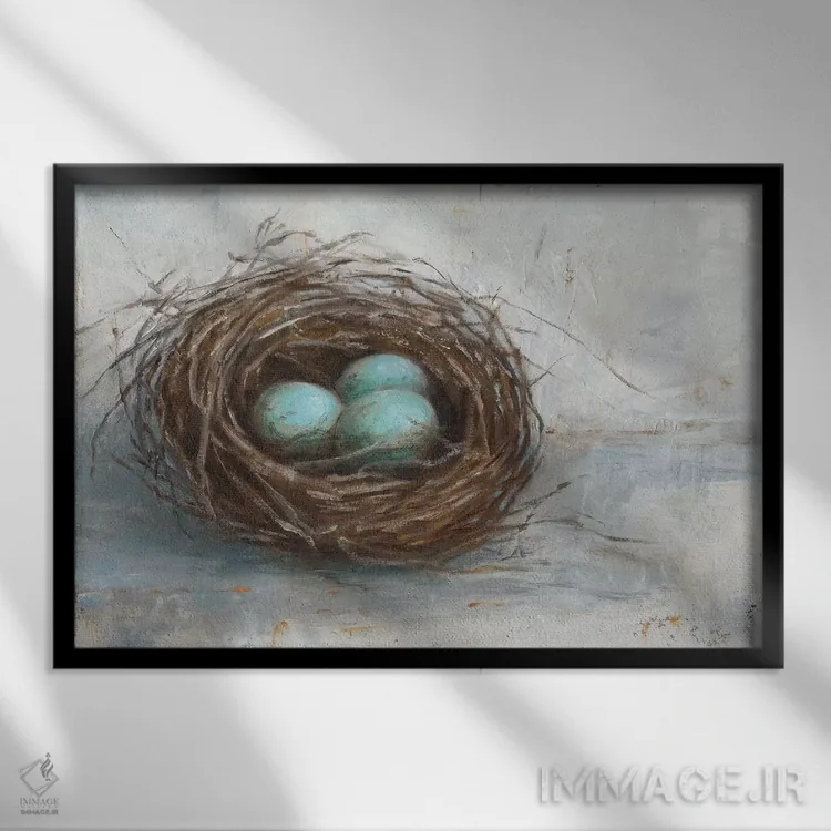 تابلو لانه پرنده روستایی (قسمت اول) اثر اتان هارپر - نمای قابدار مشکی