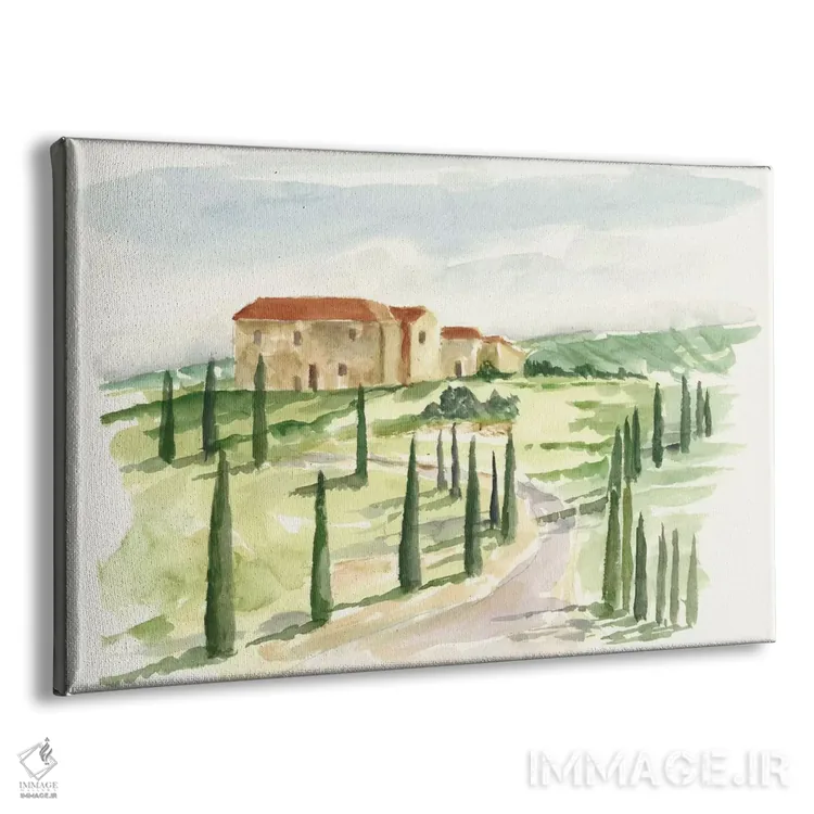 تابلو ویلا توسکانی آبرنگی I اثر اتان هارپر - نمای پرسپکتیو محصول