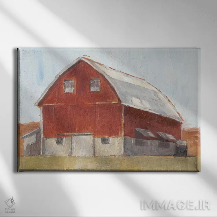 تابلو آغل قرمز روستایی II اثر اتان هارپر - نمای روبهرو روی دیوار