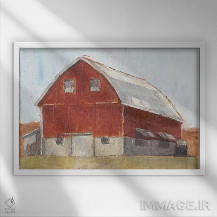 تابلو آغل قرمز روستایی II اثر اتان هارپر - نمای قابدار سفید