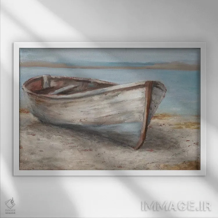 تابلو قایق سفیدشده I اثر اتان هارپر - نمای قابدار سفید