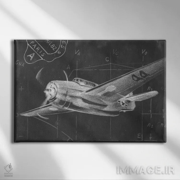 تابلو طرح شماتیک پرواز II اثر اتان هارپر - نمای روبهرو روی دیوار