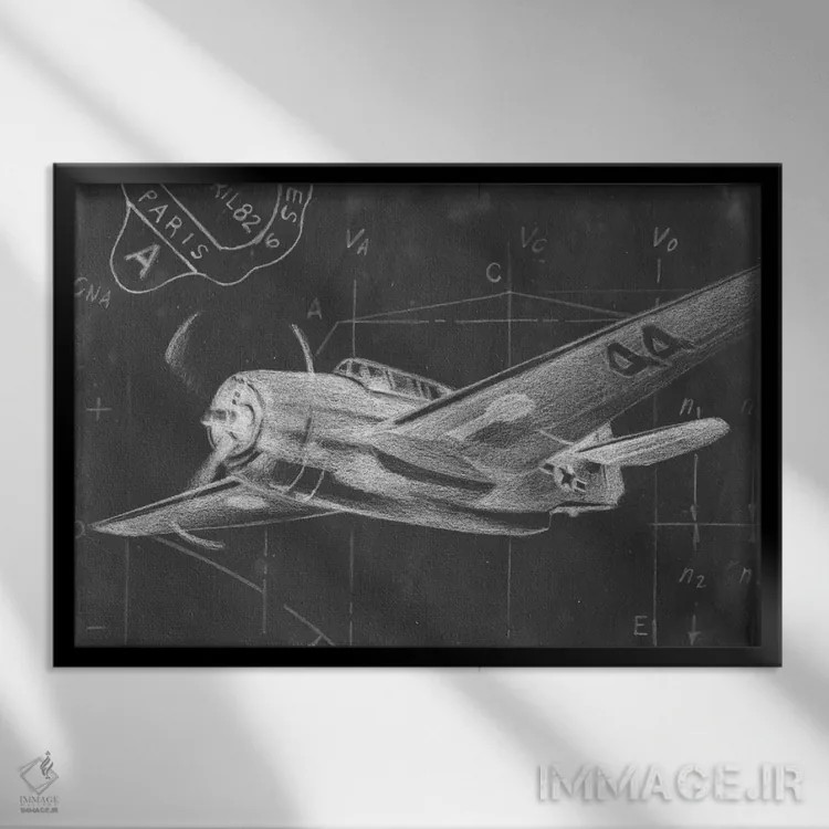 تابلو طرح شماتیک پرواز II اثر اتان هارپر - نمای قابدار مشکی