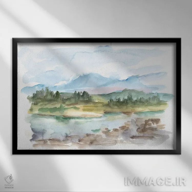 تابلو کوه آبرنگی III اثر اتان هارپر - نمای قابدار مشکی