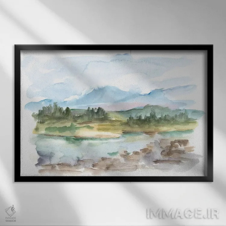 تابلو کوه آبرنگی III اثر اتان هارپر - نمای قابدار مشکی