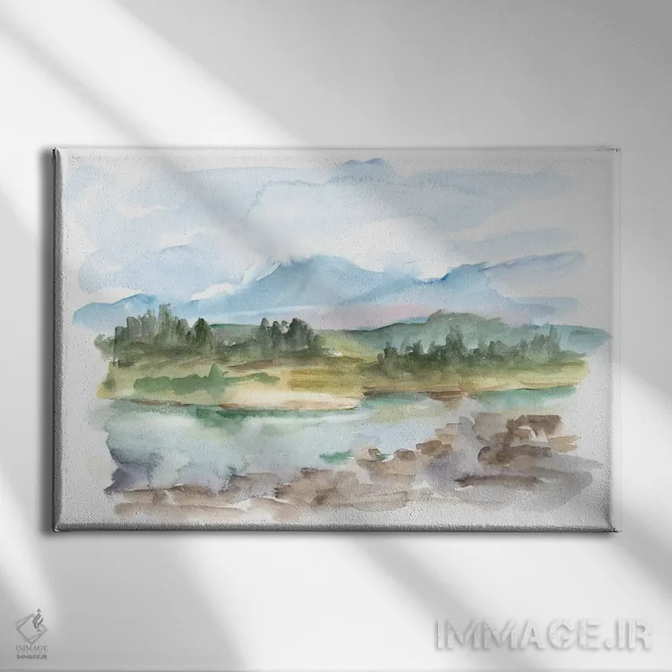 تابلو کوه آبرنگی III اثر اتان هارپر - نمای روبهرو روی دیوار