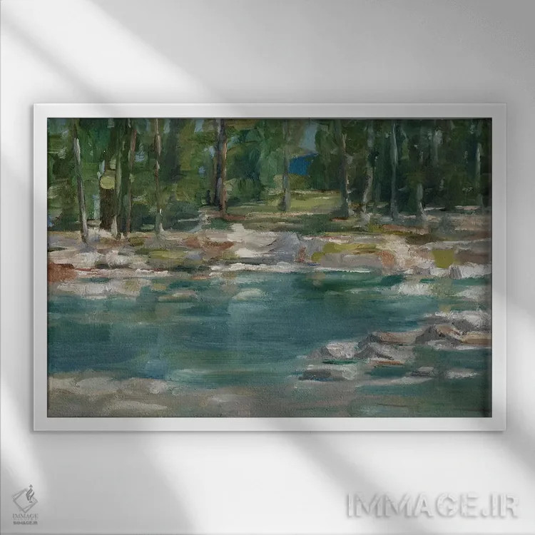 تابلو دریاچه شمال غربی I اثر اتان هارپر - نمای قابدار سفید